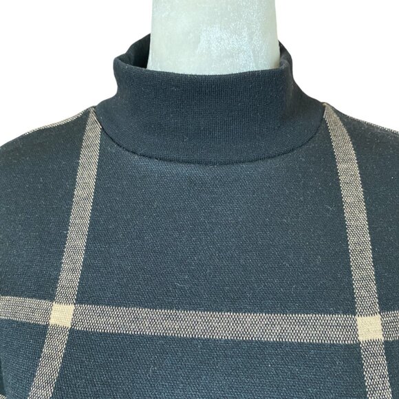 Ann Taylor women's size XXSP black and tan long sleeve high collar sweater top - Picture 5 of 8